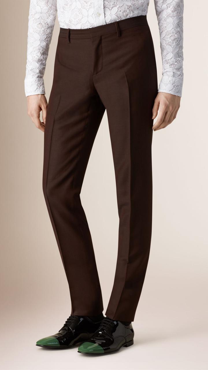 Burberry Burberry Slim Fit Mohair Wool Tailored Trousers, Size: 40, Grey