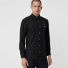 Burberry Burberry Contrast Button Stretch Cotton Shirt, Size: L, Black