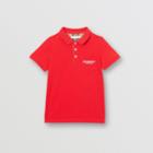 Burberry Burberry Childrens Icon Stripe Placket Cotton Piqu Polo Shirt, Size: 3y, Red