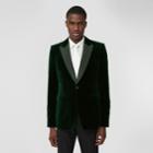 Burberry Burberry English Fit Silk Trim Velvet Tailored Jacket, Size: 38r, Green