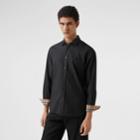 Burberry Burberry Slim Fit Monogram Motif Stretch Cotton Poplin Shirt, Black