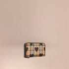 Burberry Burberry Horseferry Check And Hearts Ziparound Wallet, Black