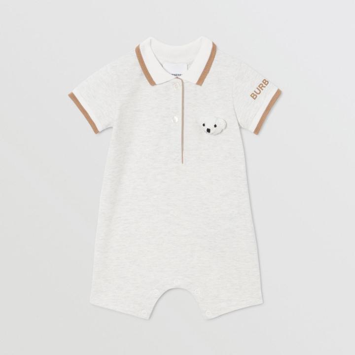 Burberry Burberry Childrens Thomas Bear Detail Stretch Cotton Jumpsuit, Size: 6m, White