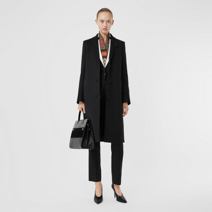 Burberry Burberry Wool Cashmere Tailored Coat, Size: 02, Black