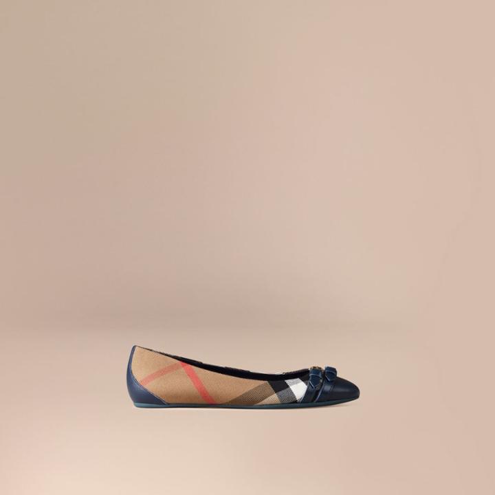 Burberry Burberry Bridle House Check Ballerinas, Size: 37, Blue