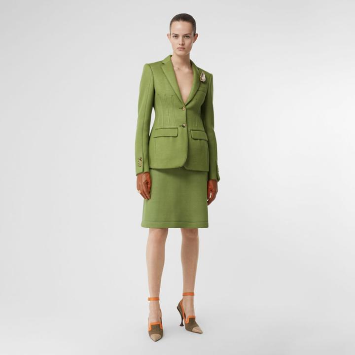 Burberry Burberry Double-faced Neoprene Tailored Jacket, Size: 06, Green
