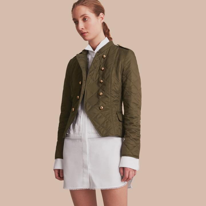 Burberry Burberry Double-breasted Quilted Military Jacket, Green