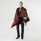 Burberry Burberry Archive Scarf Print Silk Satin Oversized Puffer Cape, Red