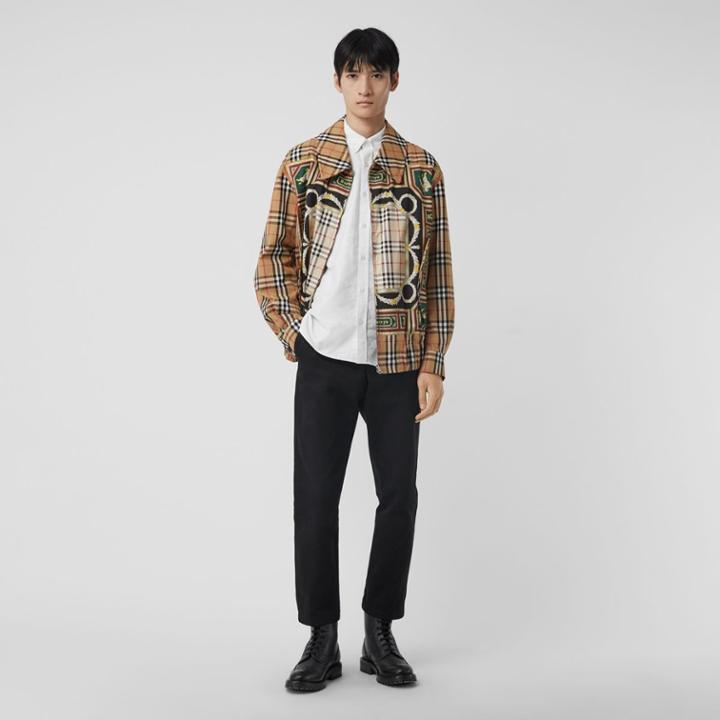 Burberry Burberry Check Detail Cotton Oxford Shirt, White