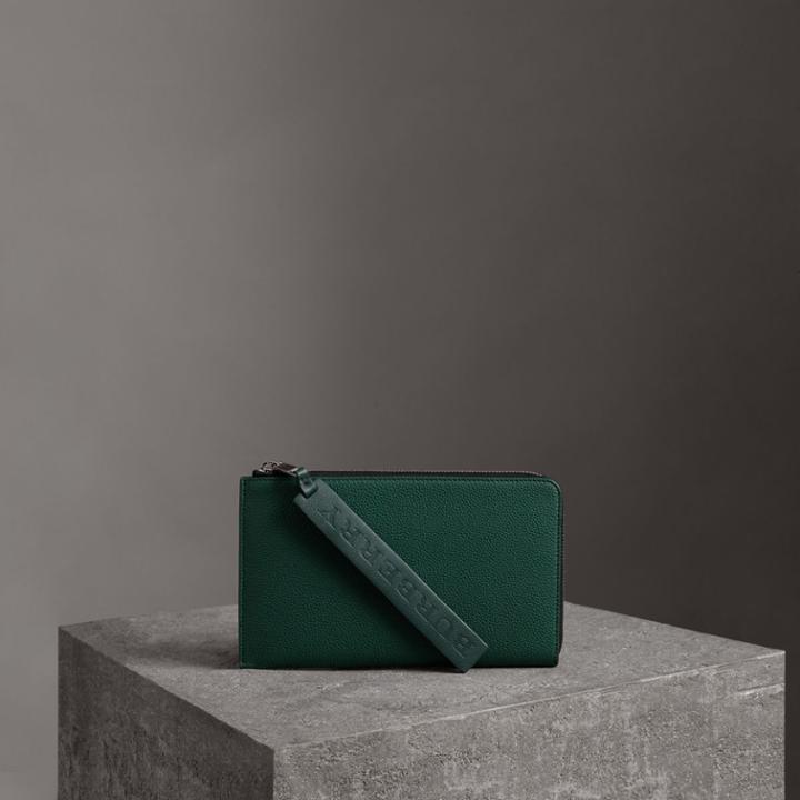 Burberry Burberry Two-tone Grainy Leather Travel Wallet, Blue