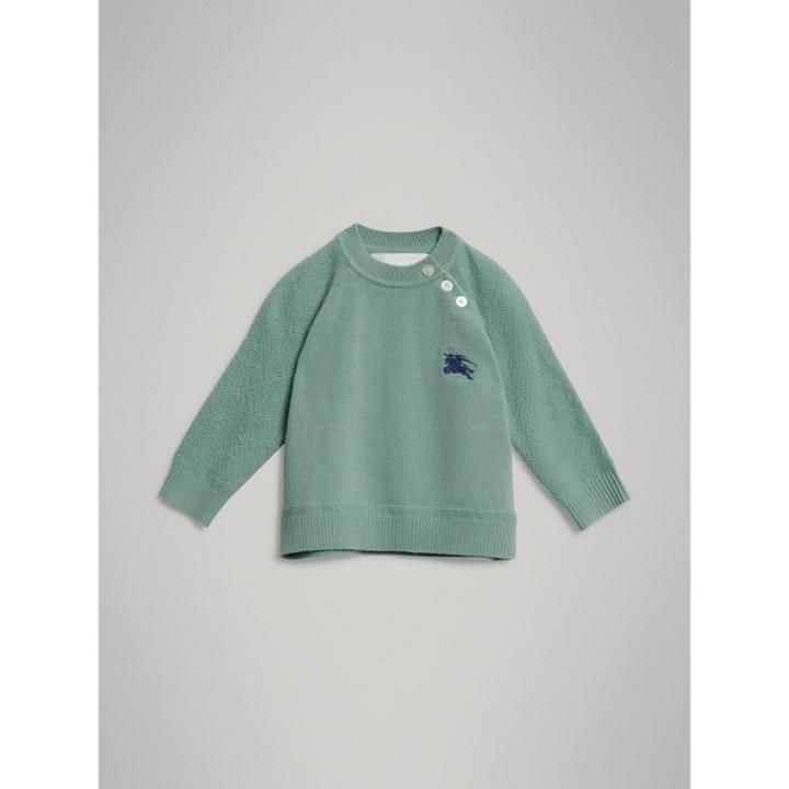 Burberry Burberry Contrast Motif Cashmere Sweater, Size: 3y, Green