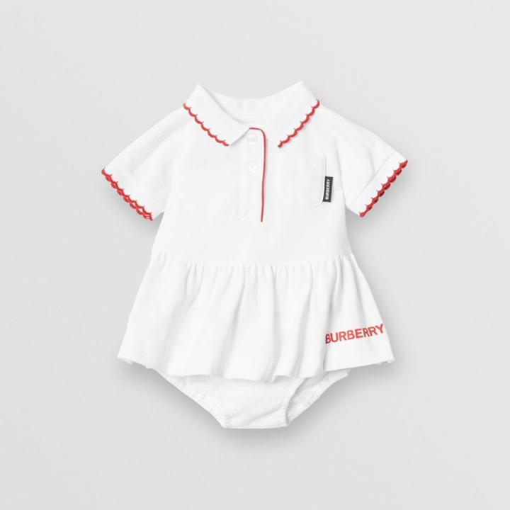 Burberry Burberry Childrens Scallop Detail Stretch Cotton Dress With Bloomers, Size: 12m, White