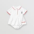 Burberry Burberry Childrens Scallop Detail Stretch Cotton Dress With Bloomers, Size: 12m, White
