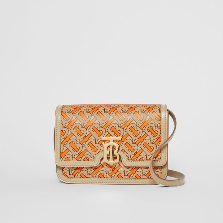 Burberry Burberry Small Monogram Print Leather Tb Bag, Orange