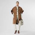 Burberry Burberry Leather Harness Detail Wool Blend Cape, Size: M/l, Beige