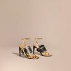 Burberry Two-tone Buckle Detail Leather Sandals