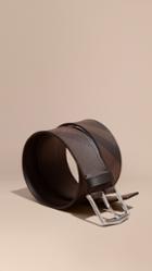 Burberry Burberry Leather Trim London Check Belt, Size: 80, Brown