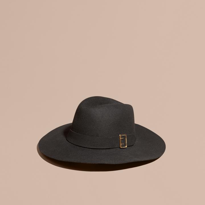 Burberry Burberry Rabbit Fur Felt Fedora Hat, Size: M/l, Black