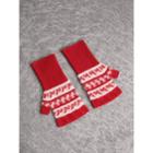 Burberry Burberry Fair Isle Cashmere Wool Fingerless Gloves, Red