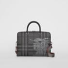 Burberry Burberry Ekd London Check And Leather Briefcase, Grey