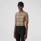 Burberry Burberry Vintage Check Stretch Cotton Twill Shirt, Size: 08, Beige