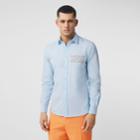 Burberry Burberry Logo Appliqu Stretch Cotton Poplin Shirt, Size: M, Blue