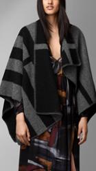 Burberry Prorsum Check Wool And Cashmere Blanket Poncho