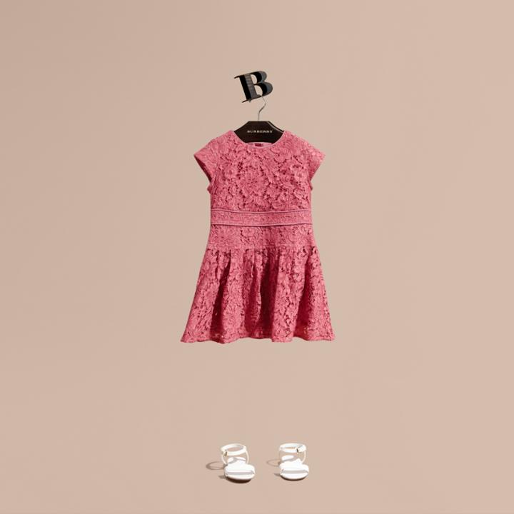 Burberry Burberry Cap Sleeve Macram Lace Dress, Size: 4y, Red