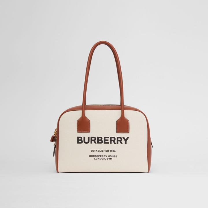 Burberry Burberry Medium Horseferry Print Cotton Canvas Half Cube Bag