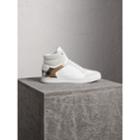 Burberry Burberry Leather And House Check High-top Trainers, Size: 41, White