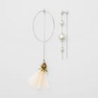 Burberry Burberry Faux Pearl And Feather Palladium-plated Drop Earrings, Grey
