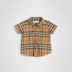 Burberry Burberry Childrens Short-sleeve Vintage Check Cotton Shirt, Size: 12m, Yellow