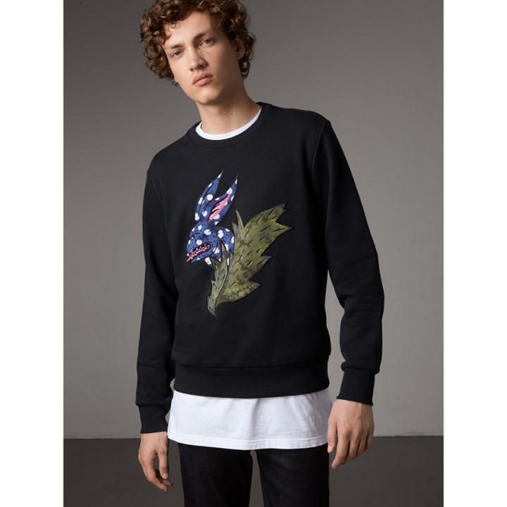 Burberry Burberry Beasts Motif Cotton Sweatshirt, Size: L, Black