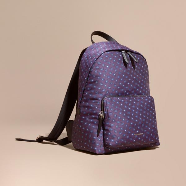Burberry Leather Trim Abstract Jacquard Backpack