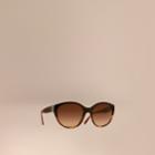 Burberry Burberry Buckle Detail Round Frame Sunglasses, Brown