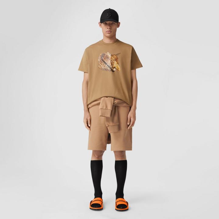 Burberry Burberry Deer Print Cotton Oversized T-shirt, Size: M