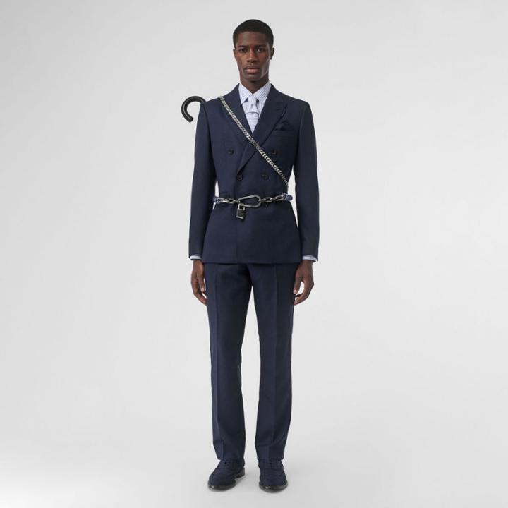 Burberry Burberry Classic Fit Wool Tailored Trousers, Size: 34, Blue
