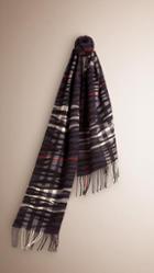 Burberry Prorsum Zebra Print Check Cashmere Scarf