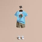Burberry Burberry Pallas Heads Print Striped Cotton T-shirt, Size: 14y, White