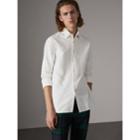 Burberry Burberry Embroidered Oxford Cotton Longline Shirt