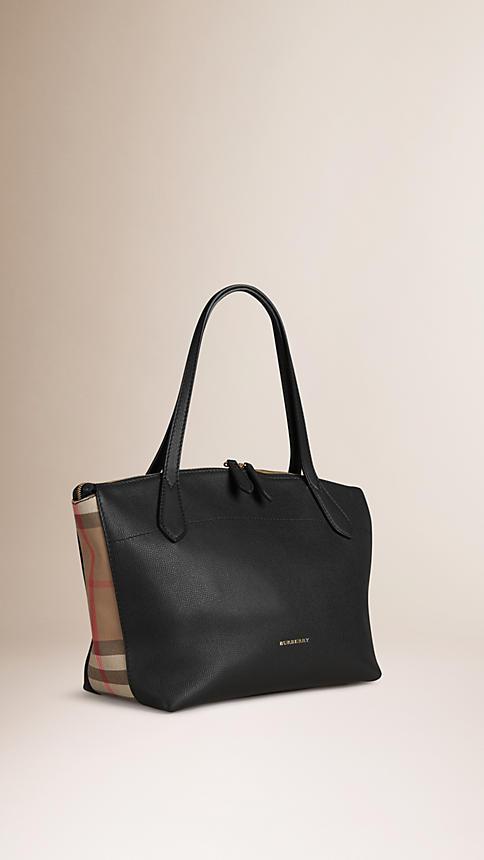 Burberry Medium Leather And House Check Tote Bag