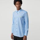 Burberry Burberry Contrast Button Stretch Cotton Shirt, Size: M, Blue