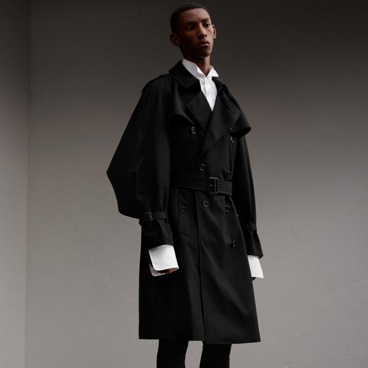 Burberry Burberry Cotton Gabardine Sculptural Trench Coat, Size: 40, Black