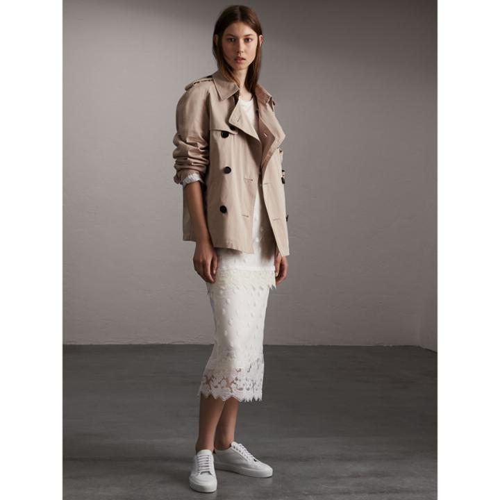 Burberry Burberry Unisex Tropical Gabardine Trench Jacket, Size: M, Beige
