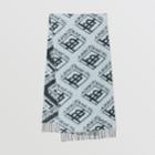 Burberry Burberry Metallic Monogram Wool Blend Scarf, Black