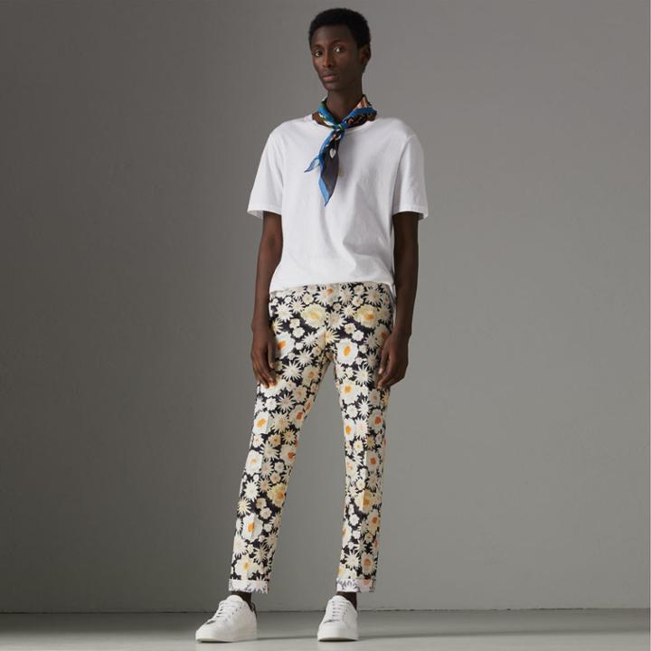 Burberry Burberry Daisy Print Cotton Tailored Trousers, Size: 36, Black