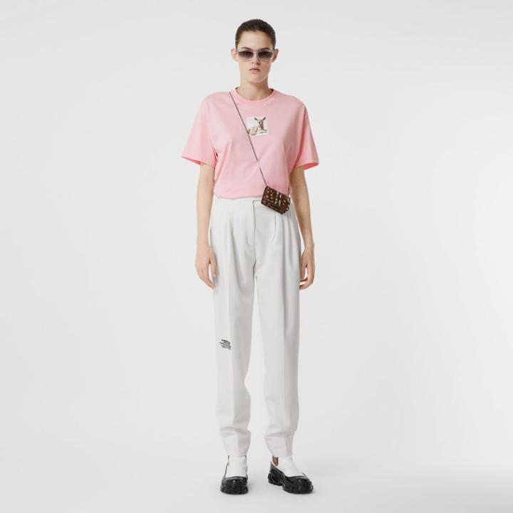 Burberry Burberry Deer Print Cotton T-shirt, Pink