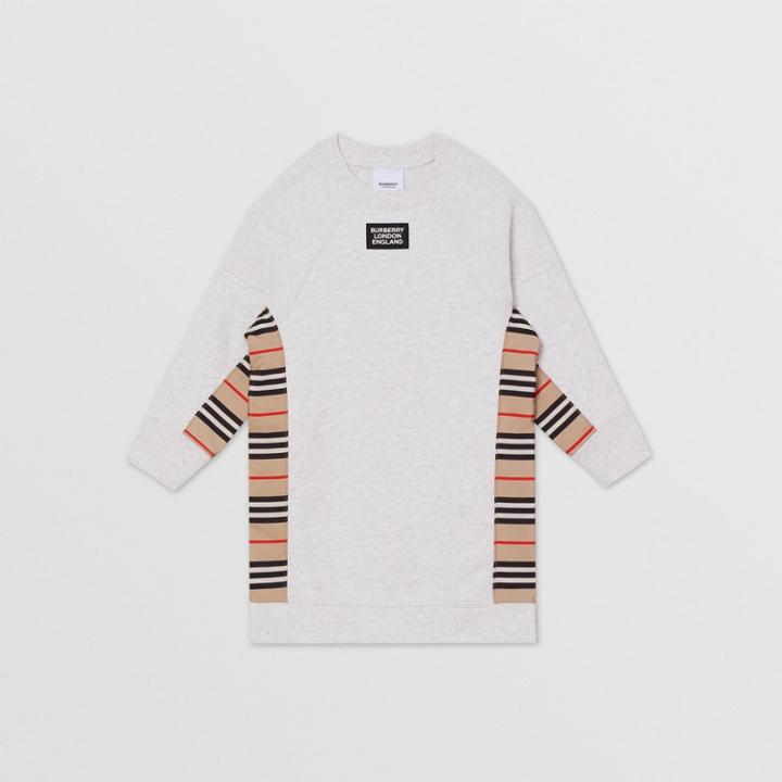Burberry Burberry Childrens Icon Stripe Panel Cotton Sweater Dress, Size: 14y, White