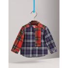 Burberry Burberry Panelled Tartan And Check Cotton Poplin Shirt, Size: 2y, Blue