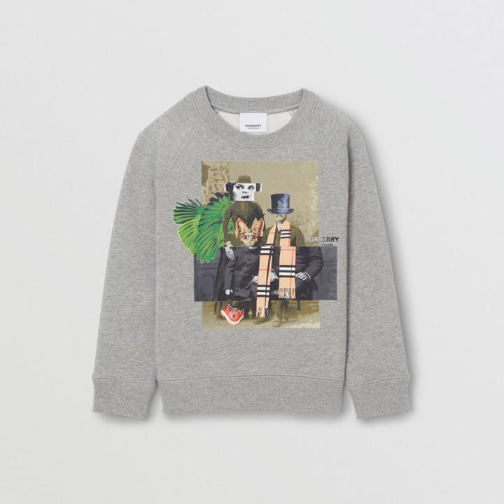 Burberry Burberry Childrens Collage Print Cotton Blend Sweatshirt, Size: 10y, Grey